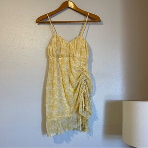 Sweet Storm Yellow Asymmetrical Floral Dress